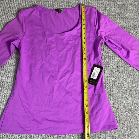Judy‎ P Scoop Neck Tee 3/4 Sleeve Top Blouse Stretch Pink Womens Medium NWT - Picture 7 of 10